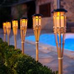 Set 2 X Lampă Solară De Grădină Din Bambus 60cm, Engross