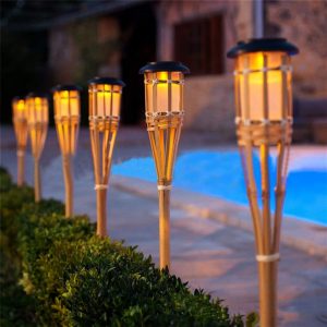 Set 2 X Lampă Solară De Grădină Din Bambus 60cm, Engross