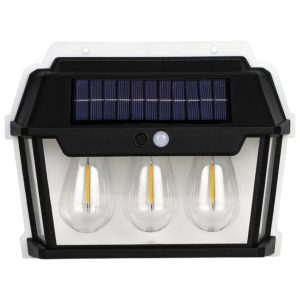 Lampă Solară De Perete Cu 3 Becuri Led Retro Și Senzor De Mișcare, Engross