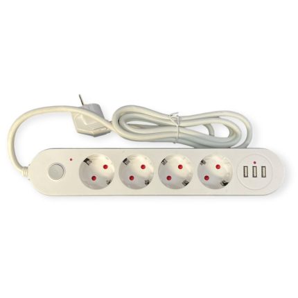 Prelungitor 2m Cu 4 Prize Și 3 Usb-uri, Engros