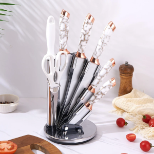 Set 7 Piese Cutite Profesionale Pe Suport Rotativ, Engross