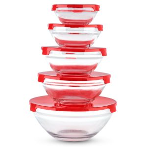 Set 5 Boluri de Sticla cu Capac, Engros