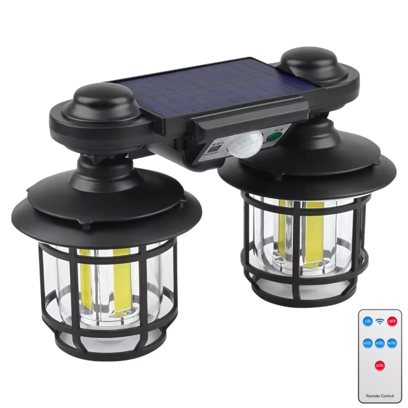 Felinar Solar Dublu cu Senzor si Telecomanda 192 Led-uri, Engros