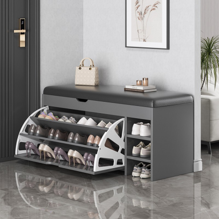 Dulap pentru Pantofi Tip Bancheta 100 x 34 x 51 cm Gri, Engros