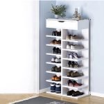 Pantofar Lemn Dublu cu 7 Etaje 100 x 40 x 22 Alb, Engros