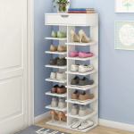 Pantofar Lemn Dublu cu 7 Etaje 100 x 40 x 22 Alb, Engros