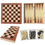 Table Sah din Lemn 2in1 cu Piese din Plastic 34x34cm, Engros