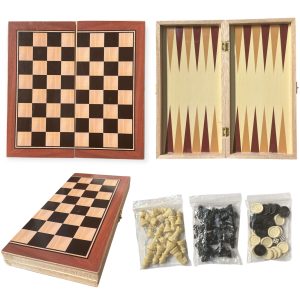 Table Sah din Lemn 2in1 cu Piese din Plastic 40x40cm, Engros