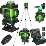 Nivela laser 4D CU 16 linii, 4 fascicule x 360 grade, Linii verzi, Raza de actiune 25m, Precizie ± 2mm/10m, Autonivelare, Unghi drept, Baterii 2 x 4000 mAh 4.2V, Telecomanda, Engros