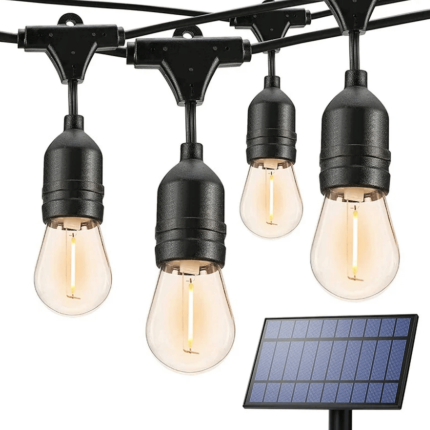 Ghirlanda Solara Luminoasa 10m 20 Becuri Led 1w Interconectabila cu Lumina Alb Cald IP65 E27, Engros
