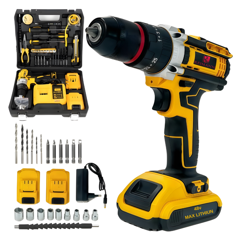 Trusa Bormasina 36V REIMANN© , cu 2 Acumulatori si incarcator, 30 Accesorii, Engros