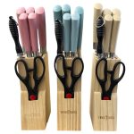 Set Cutite 7 Piese cu Suport din Lemn Diferite Culori, Engros