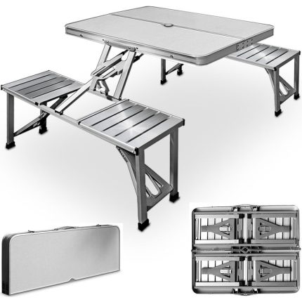 Set Masa Pliabila cu 4 Scaune Pliabila din Aluminiu Rezistent, Engros