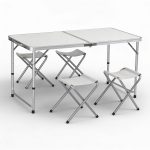 Set Masa Pliabila cu 4 Scaune Pliabila din Aluminiu, Engros
