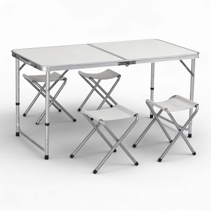 Set Masa Pliabila cu 4 Scaune Pliabila din Aluminiu, Engros