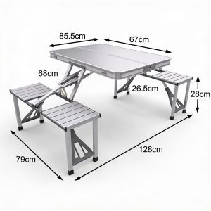 Set Masa Pliabila cu 4 Scaune Pliabila din Aluminiu Rezistent, Engros