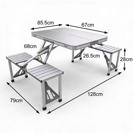 Set Masa Pliabila cu 4 Scaune Pliabila din Aluminiu Rezistent, Engros