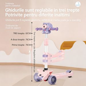 Trotineta Pliabila cu 3 Roti cu Sunete, Lumini si Baloane de Sapun, Engros