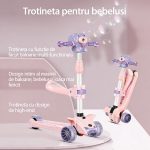 Trotineta Pliabila cu 3 Roti cu Sunete, Lumini si Baloane de Sapun, Engros