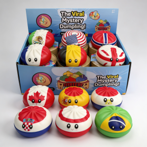 Jucarie Squishy Dumpling 12buc/set 9cm cu Steaguri de Tari, Engros