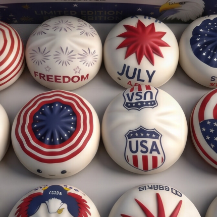 Jucarie Squishy Dumpling 12buc/set 9cm cu USA si Liberty, Engros