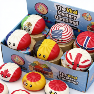 Jucarie Squishy Dumpling 12buc/set 9cm cu Steaguri de Tari, Engros