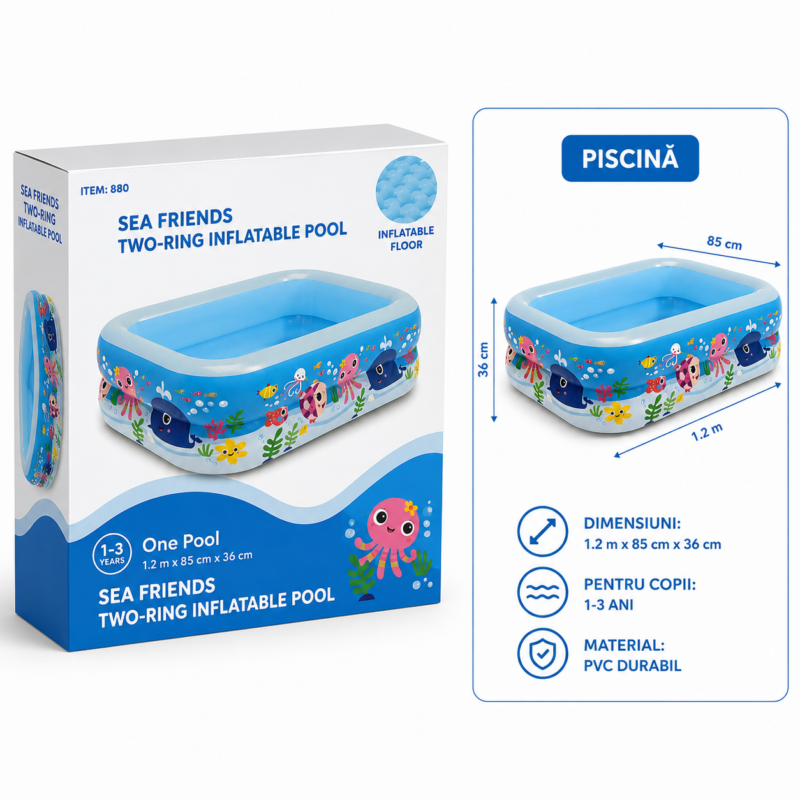 Piscina cu 2 Inele 120x85x36cm cu Podea Moalea, Engros