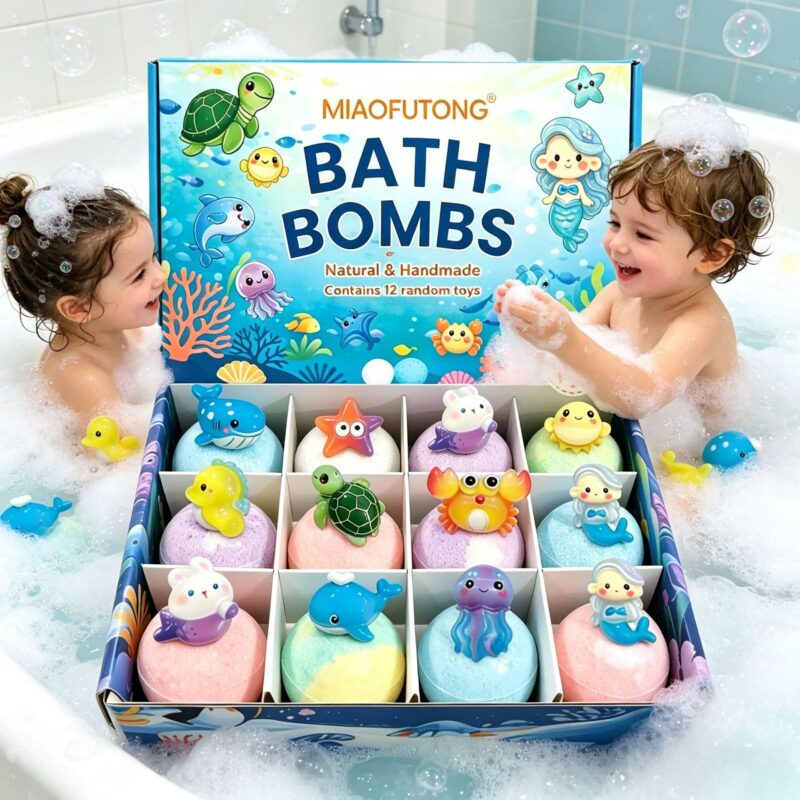Bombe de Baie 5cm cu Surprize Marine 12 Buc/Set Parfumate si Efervescente de 60g/Buc, Engros