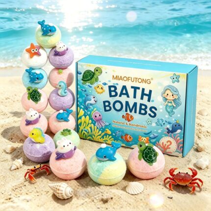 Bombe de Baie 5cm cu Surprize Marine 12 Buc/Set Parfumate si Efervescente de 60g/Buc, Engros