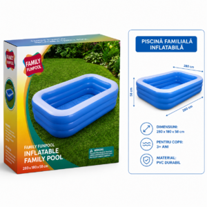 Piscina Gonflabila cu 3 Inele 280x180x58cm Din Pvc, Engros