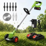 Motocoasa Electrica Fara Fir, Cu 2 Acumulatori 48V, 4000 mAh, 18000 RPM, Disc Metalic si 7 Accesorii - imagine 2