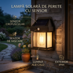 Lampa Solara 1 Bec Retro cu Senzor de Miscare, Engros