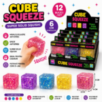 Cube Squeez 12 Buc/Set Jucarie Anti-Stres 6cm cu Sclipici , Engros