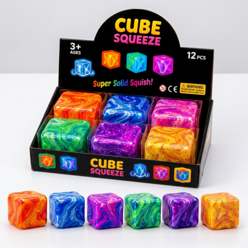 Cube Squeez 12 Buc/Set Jucarie Anti-Stres 6cm Model Sidef , Engros