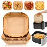 Hartie de Copt 50 Buc/Set Patrata 24x20x4.5 cm Pentru Air Fryer, Engros