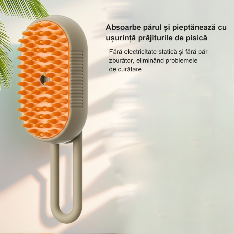 Perie cu Abur Pentru Animale 12x6.5cm Indeparteaza Parul si Curatare Adaptor USB-C, Engros