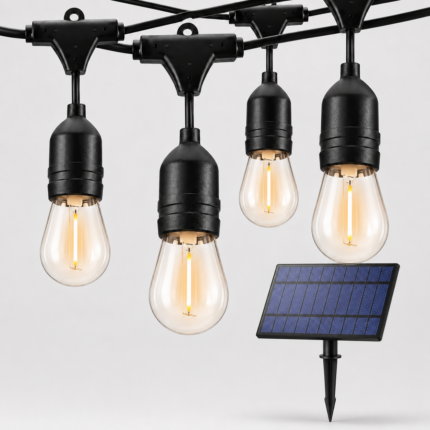 Ghirlanda Solara Interconectabila 5m cu 10 Becuri E27 Lumina Calda 2700k, Engros