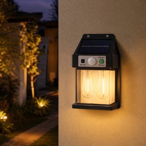 Lampa Solara cu 2 Becuri Retro 10x16 cm Model Ieftin Lumina Alb Cald 2700k, Engros