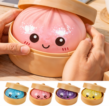 Jucarie Squishy Dumpling cu Lichid si Sclipici 9 cm, 12 Buc/Set, Engros
