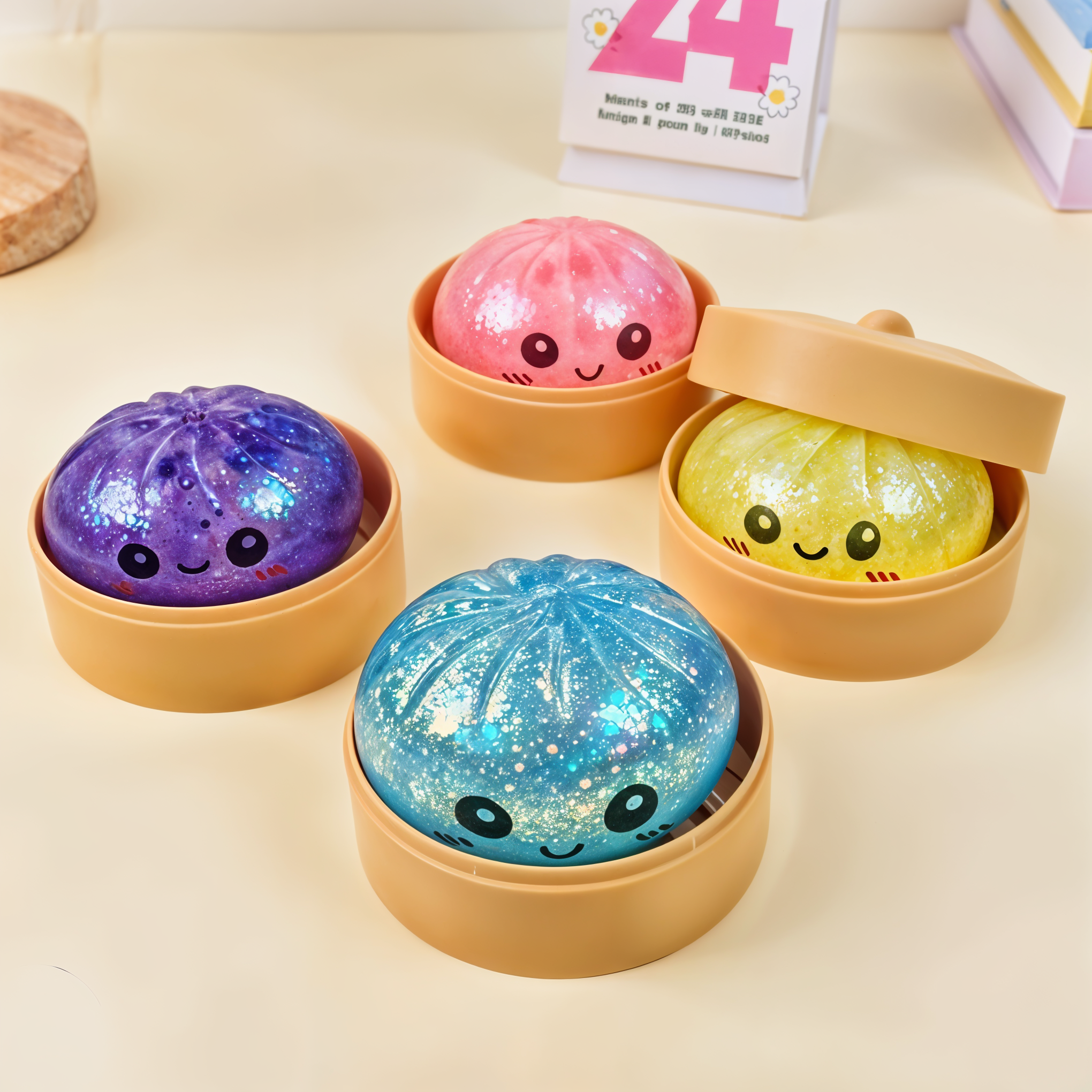 magnific_LUHKnolswO Jucarie Squishy Dumpling cu Lichid si Sclipici 9 cm, 12 Buc/Set, Engros