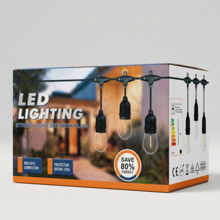 Ghirlanda Solara Interconectabila 5m cu 10 Becuri E27 Lumina Calda 2700k, Engros