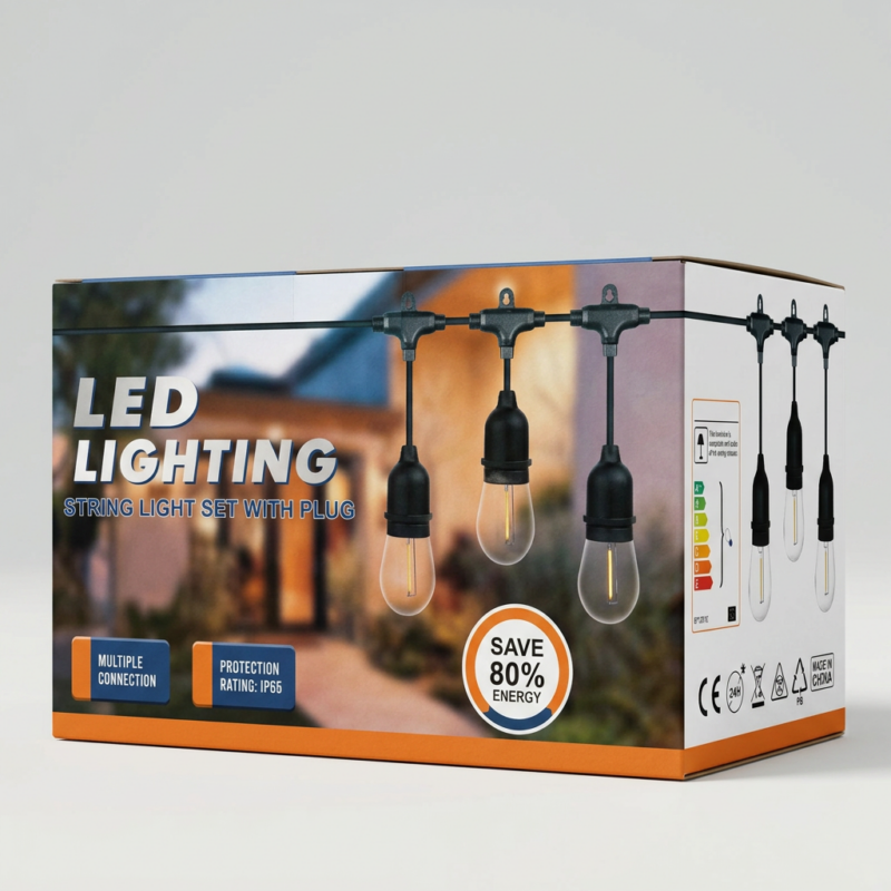 Ghirlanda Solara Interconectabila 5m cu 10 Becuri E27 Lumina Calda 2700k, Engros