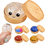 Jucarie Squishy Dumpling Lichid 12 Buc/Set cu Sclipici 9cm, Engros